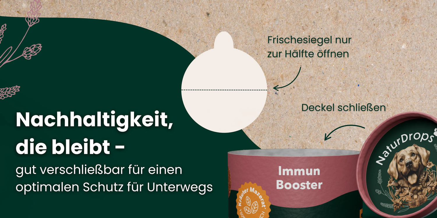 Nachhaltig verpackt und sicher verschliessbar – für optimalen Schutz deiner Drops, auch unterwegs
