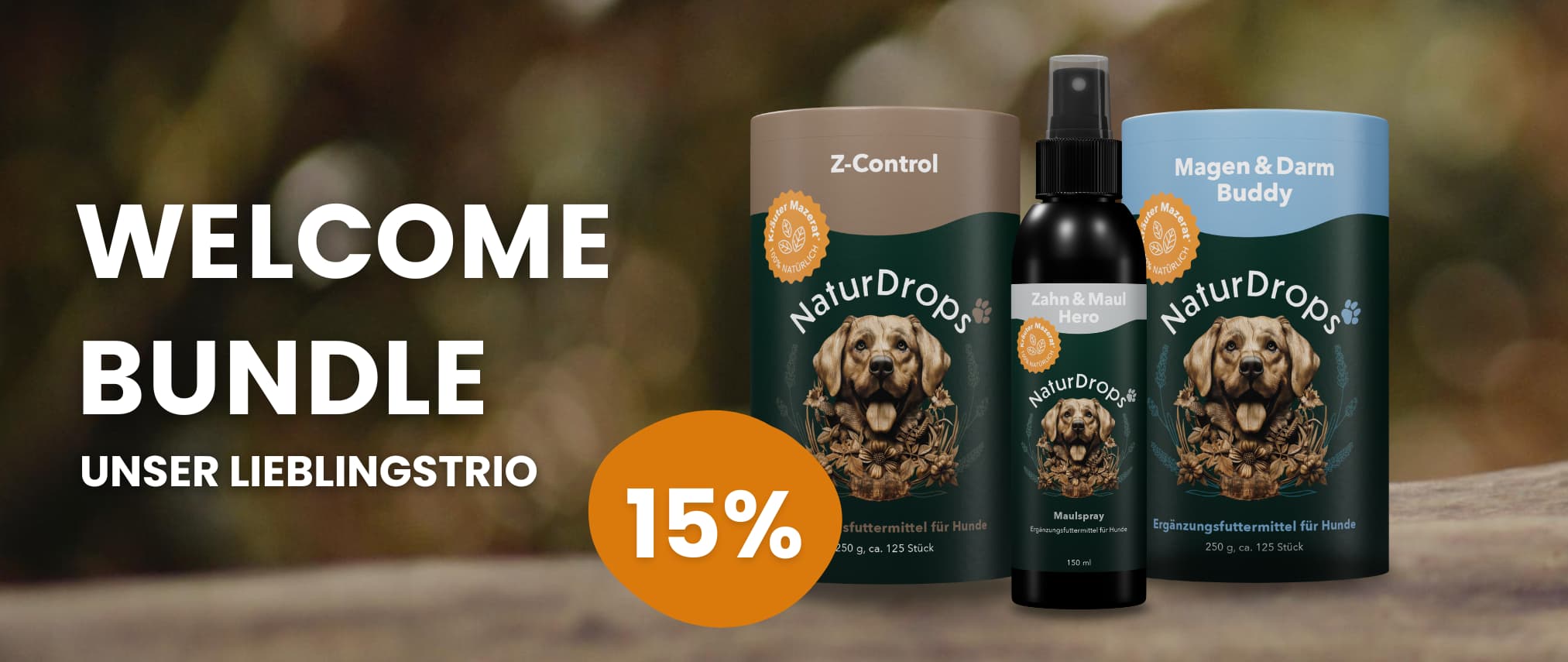 Welcome Bundle – jetzt 15 % sparen auf Z-Conzrol, Zahn Mail Hero und Magen Darm Buddy.