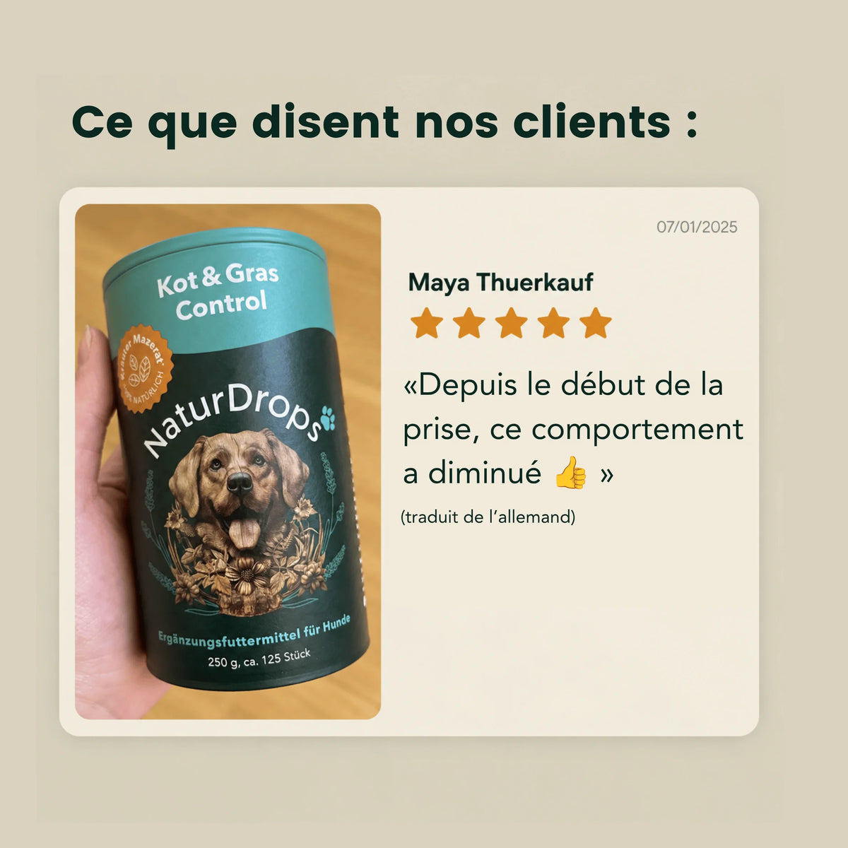 Contrôle des fèces et de l'herbe – Pour les chiens qui mangent souvent des excréments et de l'herbe