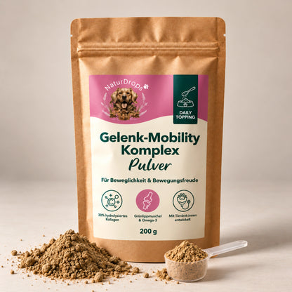Gelenk-Mobility Komplex Pulver 200 g mit Dosierlöffel und Pulver