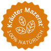 Label mit Aufschrift: Kräutermazerat, 100% Natürlich