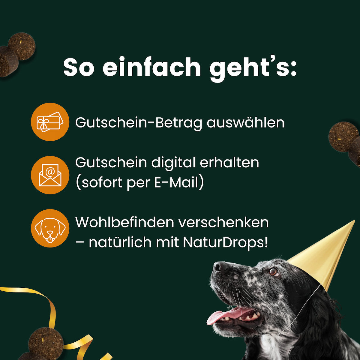 So einfach gehts: Gutscheinbetrag auswaehlen, Gutschein digital erhalten und Wohlbefinden schenken